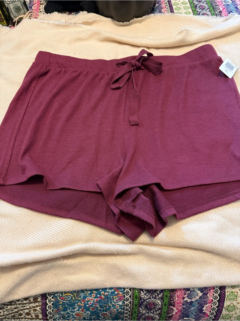 Women’s Cozy Knit Sleep Shorts - Burgundy and matching top